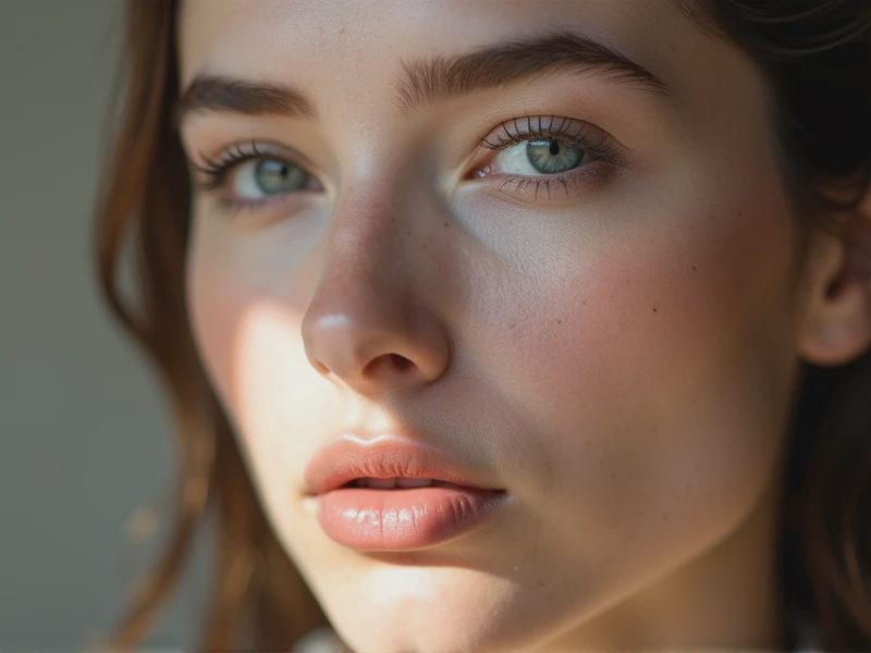 The model’s cheek and under-eye area under natural light.