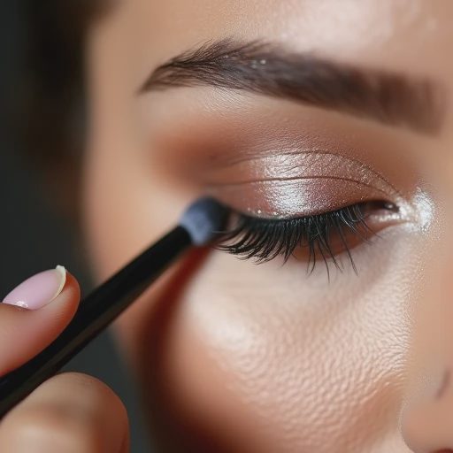 Gently hold the tip of a fluffy brush with one hand and feather-blend along the outer corner of the eye using minimal pressure.
