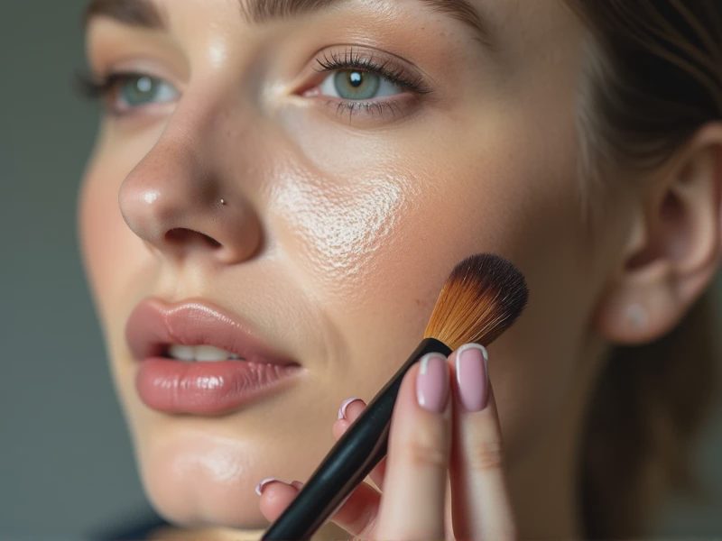 Half of the model’s cheek.