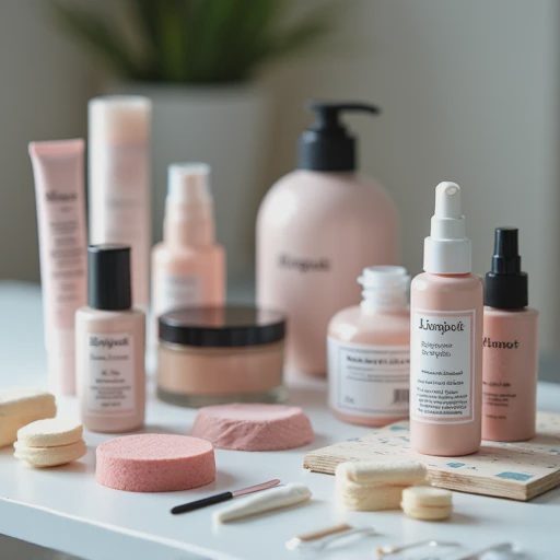 A clean white desktop neatly displays a set of shared makeup kits.