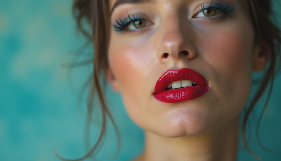 Visual context for blue based red lipstick